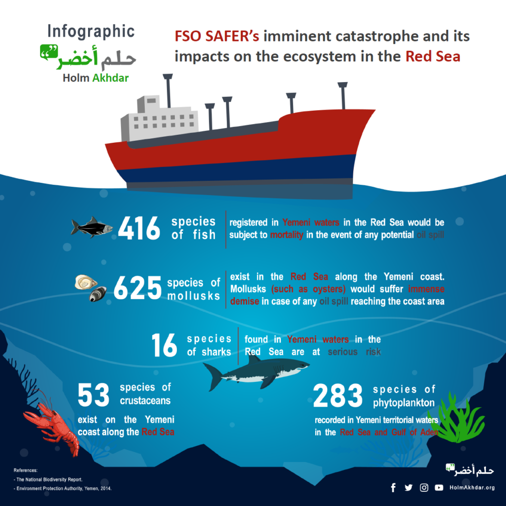 Infographic: FSO Safer's imminent catastrophe and its impacts | حلم أخضر